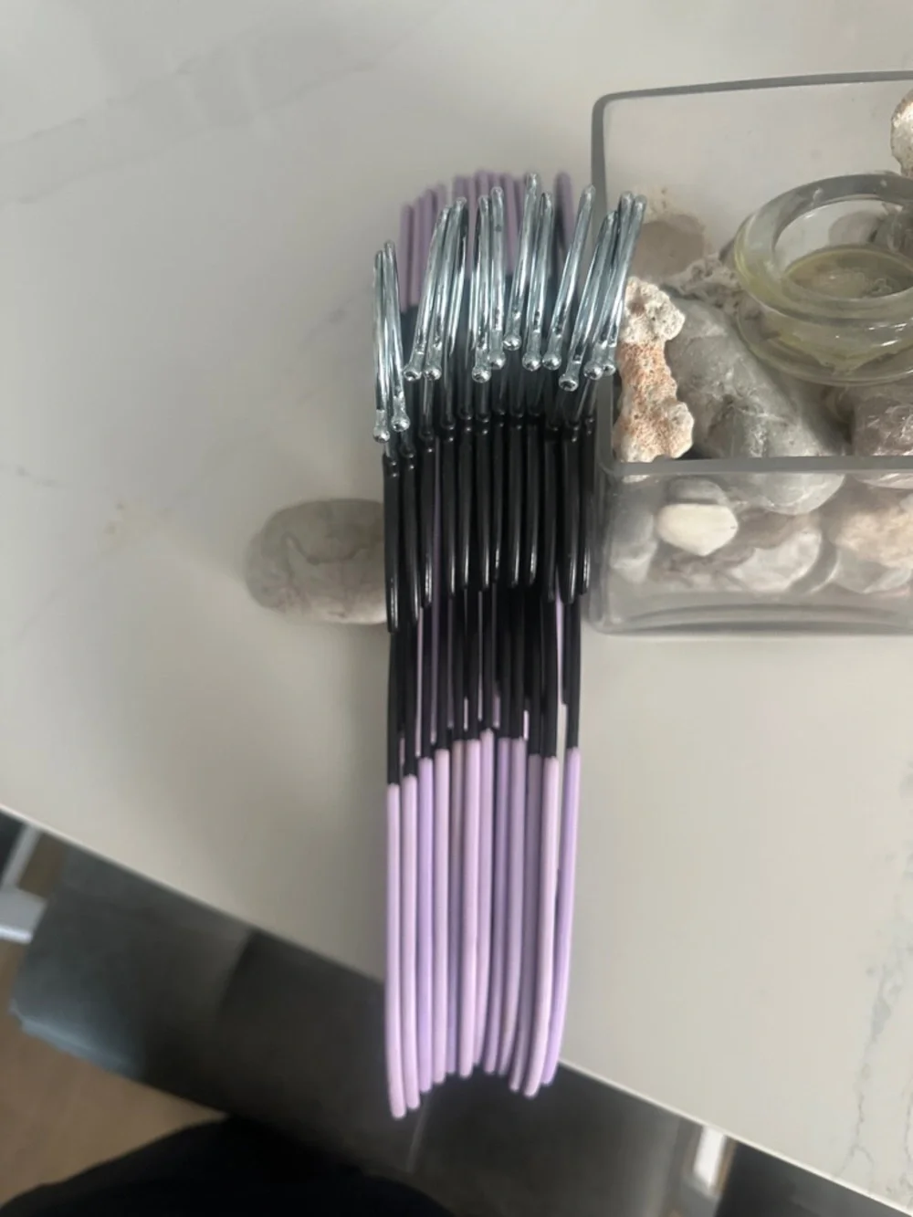 Non-Brand Black and Lavender Non-Slip Plastic Closet Hangers - 12 Pack